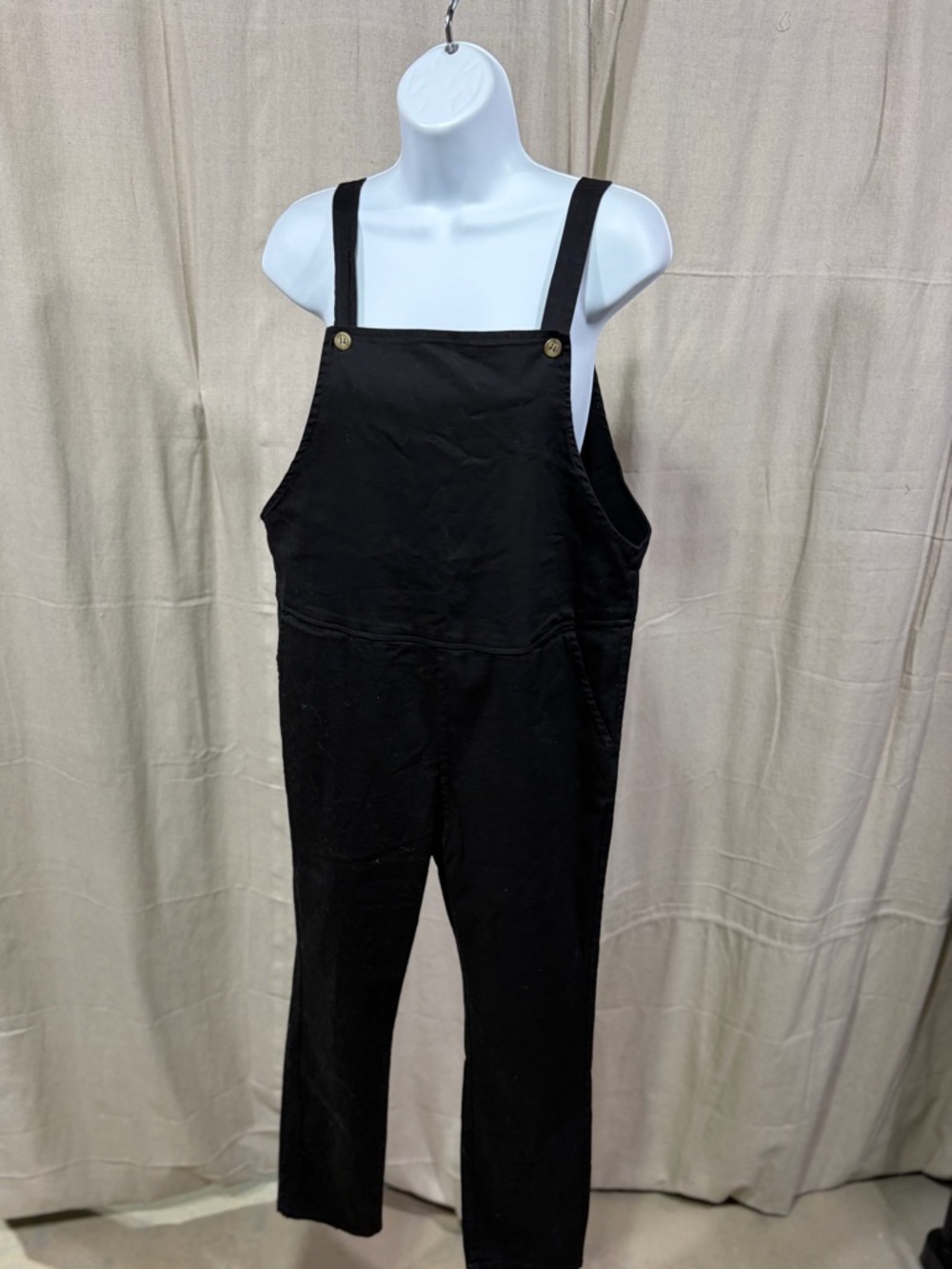 Tickled Teal Black Black Overalls
